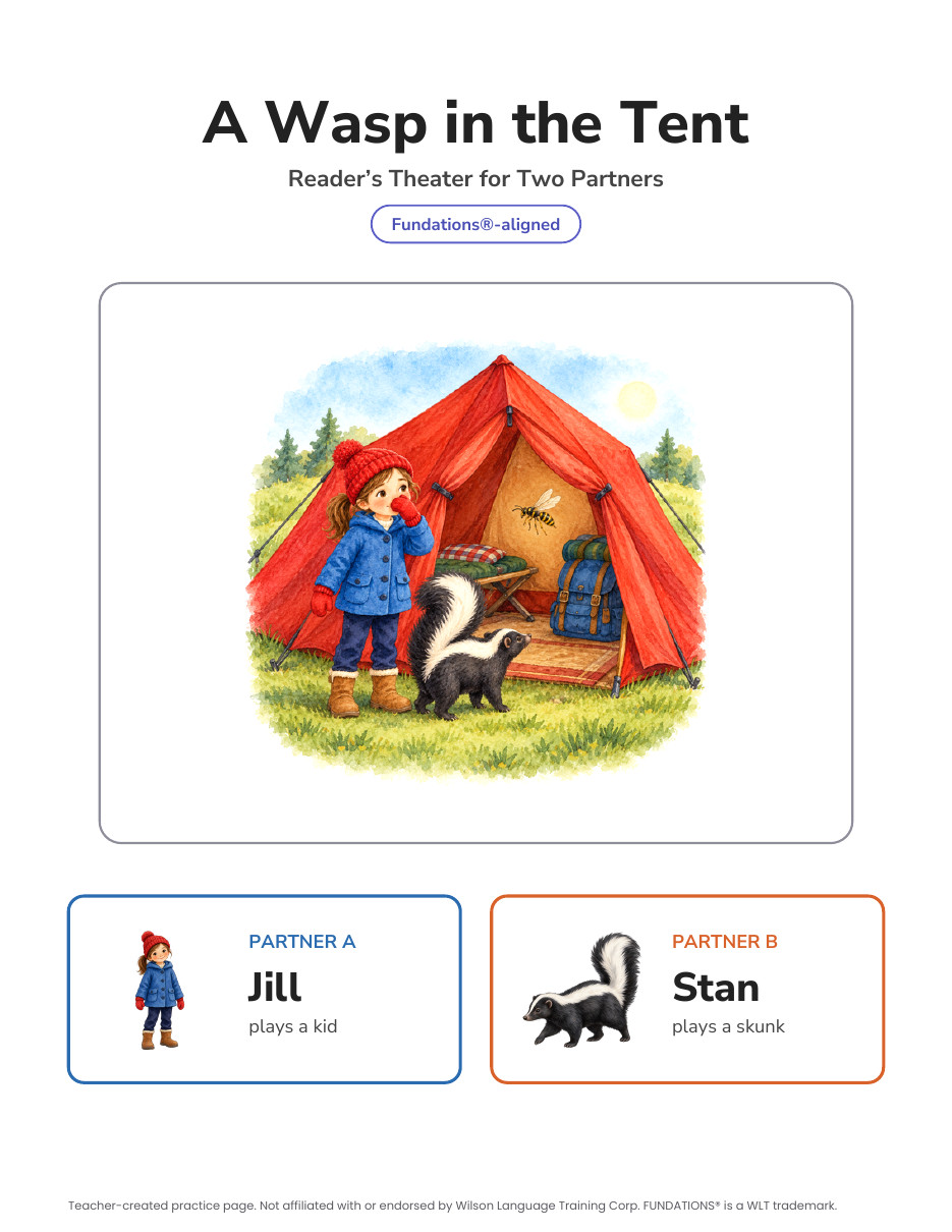 Preview page 4 of Fundations-Aligned Partner Reader's Theater · Level 1 Unit 9