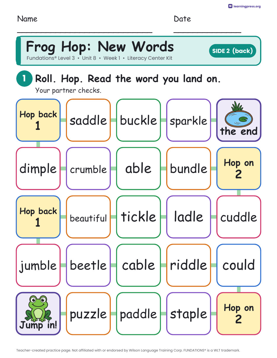 Preview page 4 of Fundations Level 3 Unit 8 Literacy Center Kits Bundle (3 Weeks)
