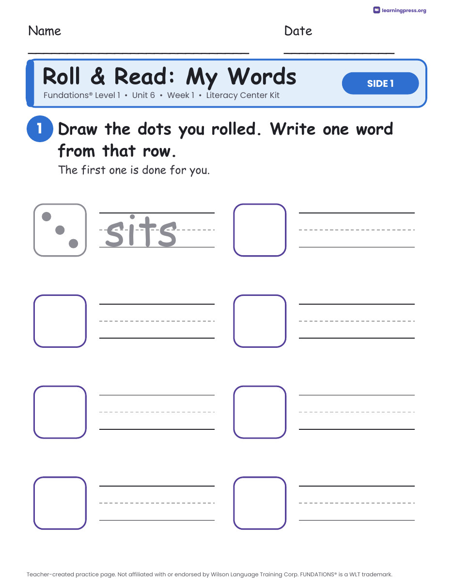 Preview page 1 of Fundations Level 1 Unit 6 Literacy Center Kits Bundle (3 Weeks)