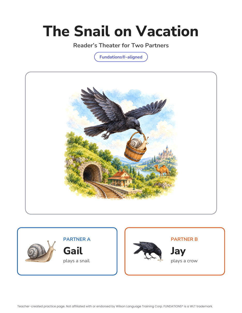 Preview page 4 of Fundations-Aligned Partner Reader's Theater · Level 3 Unit 8