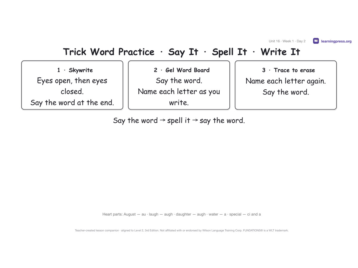 Preview page 2 of Fundations Level 2 Unit 16 Lesson Slides – 3rd Edition Aligned