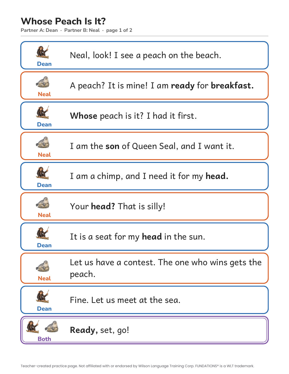 Preview page 2 of Fundations-Aligned Partner Reader's Theater · Level 2 Unit 11