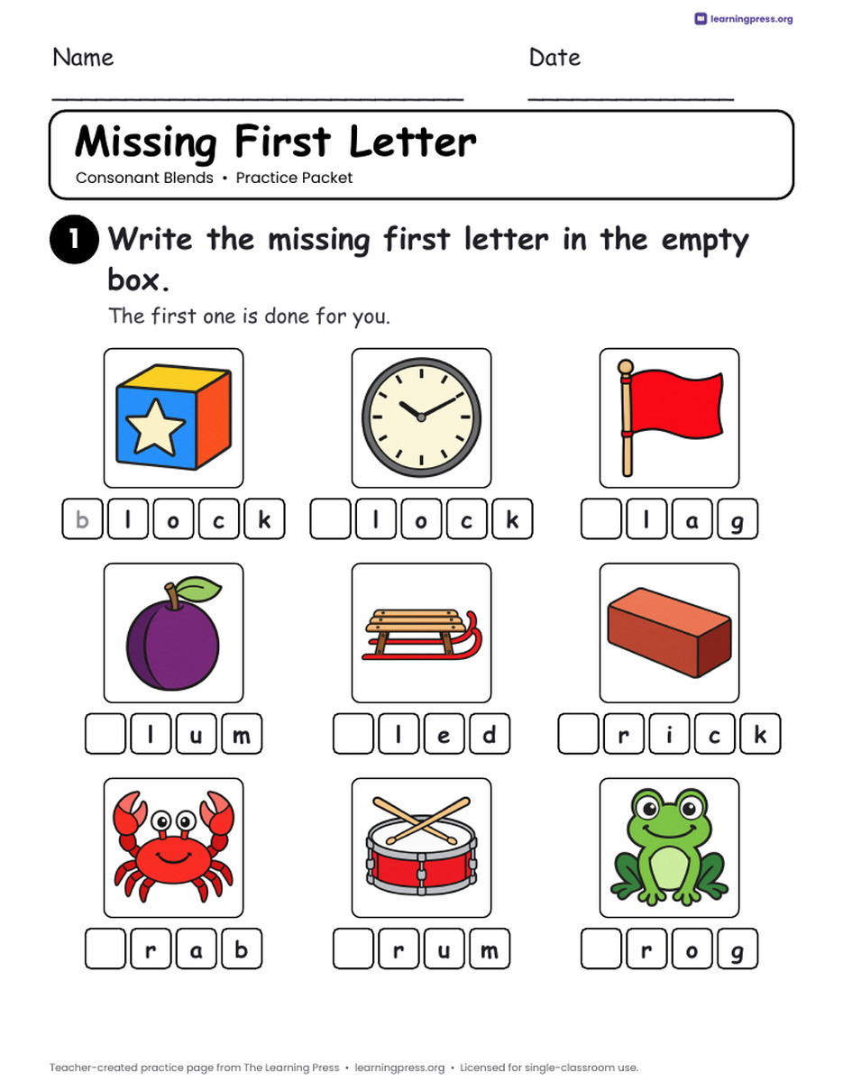 Preview page 2 of Blends Mega Practice Packet
