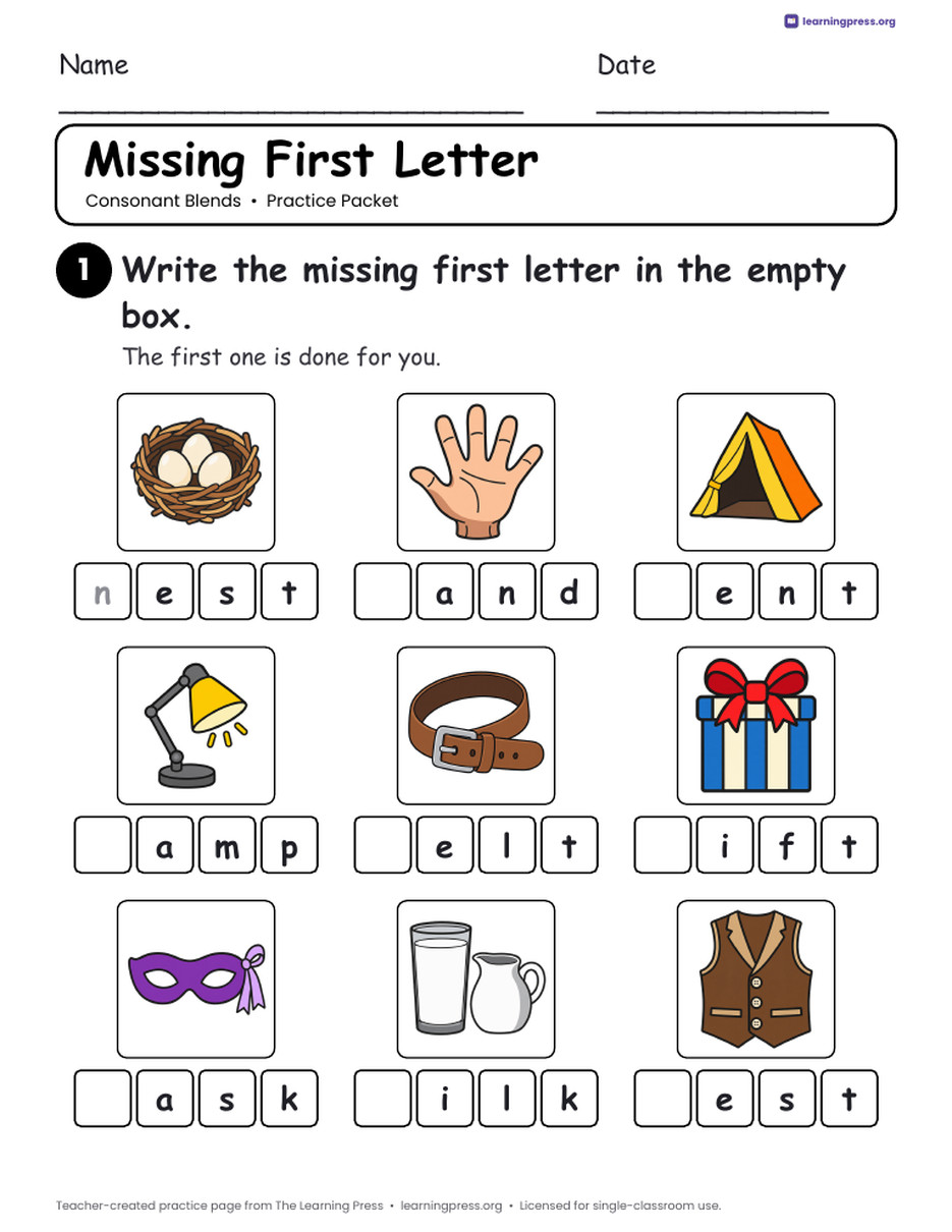 Preview page 3 of Blends Mega Practice Packet