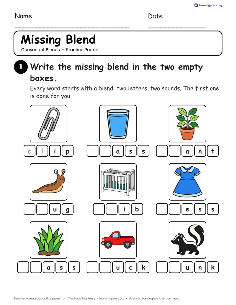 Preview page 4 of Blends Mega Practice Packet