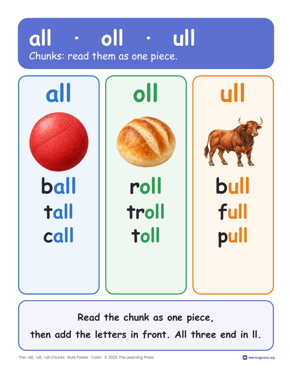 Preview page 1 of all oll ull Worksheets, Posters & Slides · Phonics Chunks