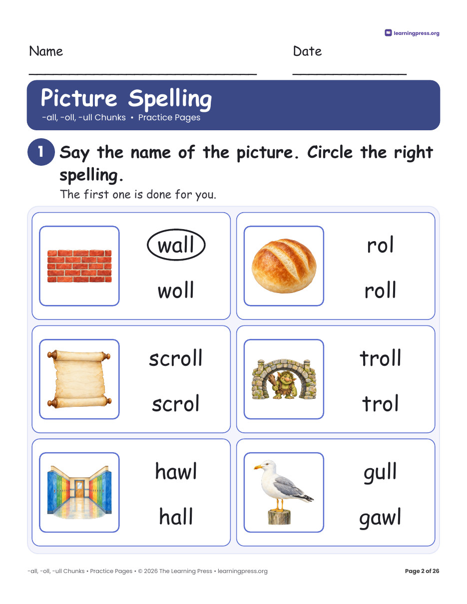 Preview page 3 of all oll ull Worksheets, Posters & Slides · Phonics Chunks