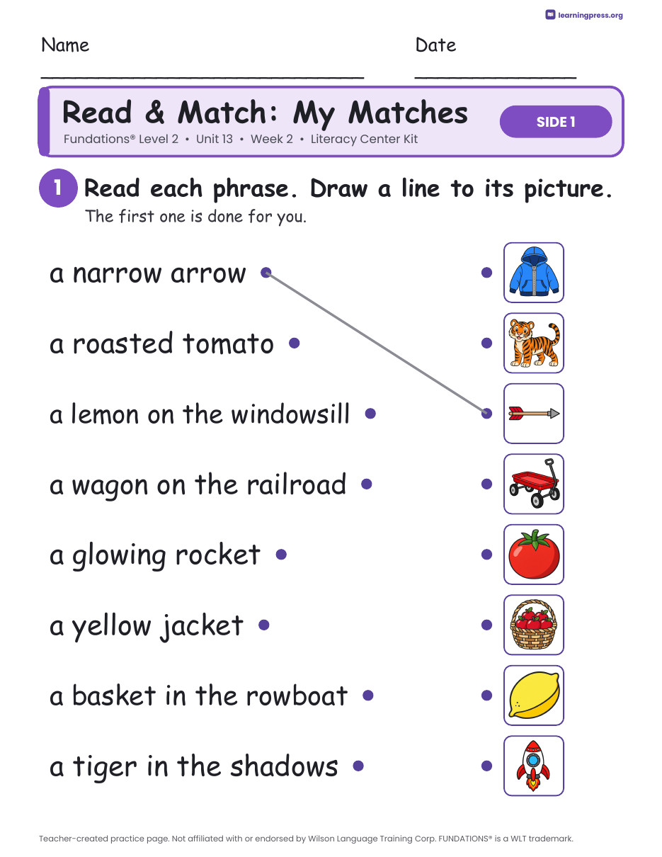 Preview page 3 of Fundations Level 2 Unit 13 Week 2 Literacy Center Kit