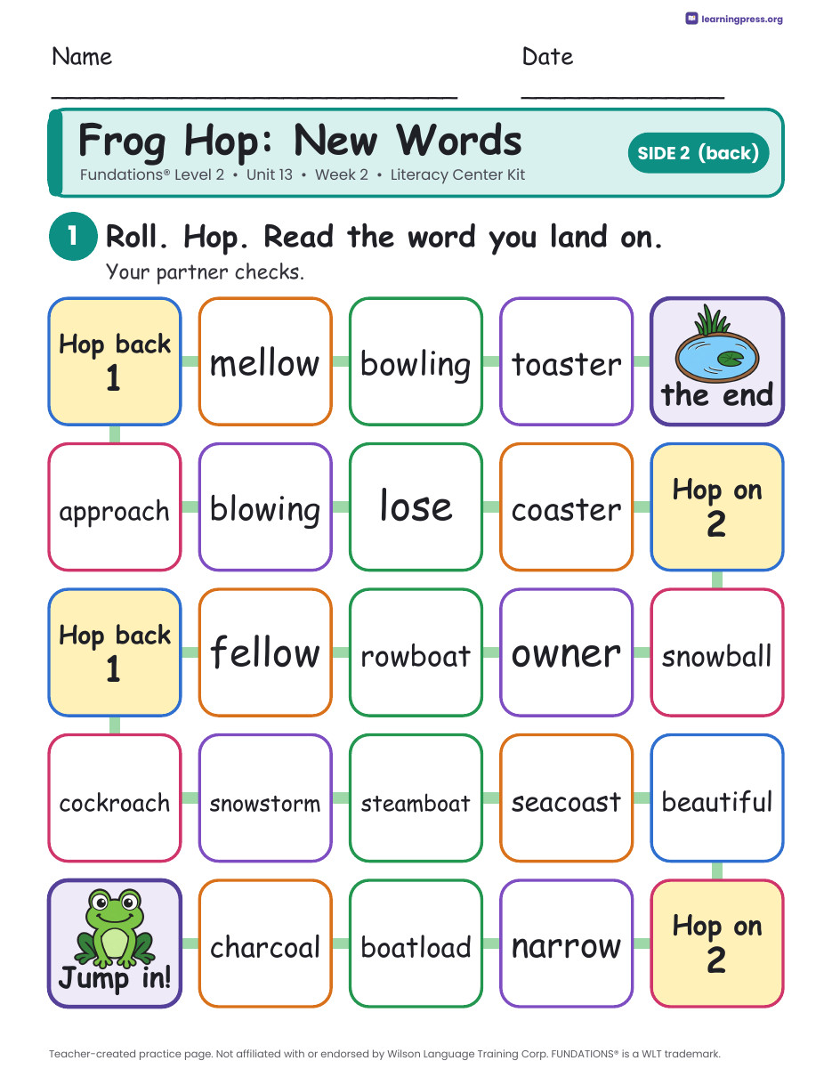 Preview page 4 of Fundations Level 2 Unit 13 Week 2 Literacy Center Kit