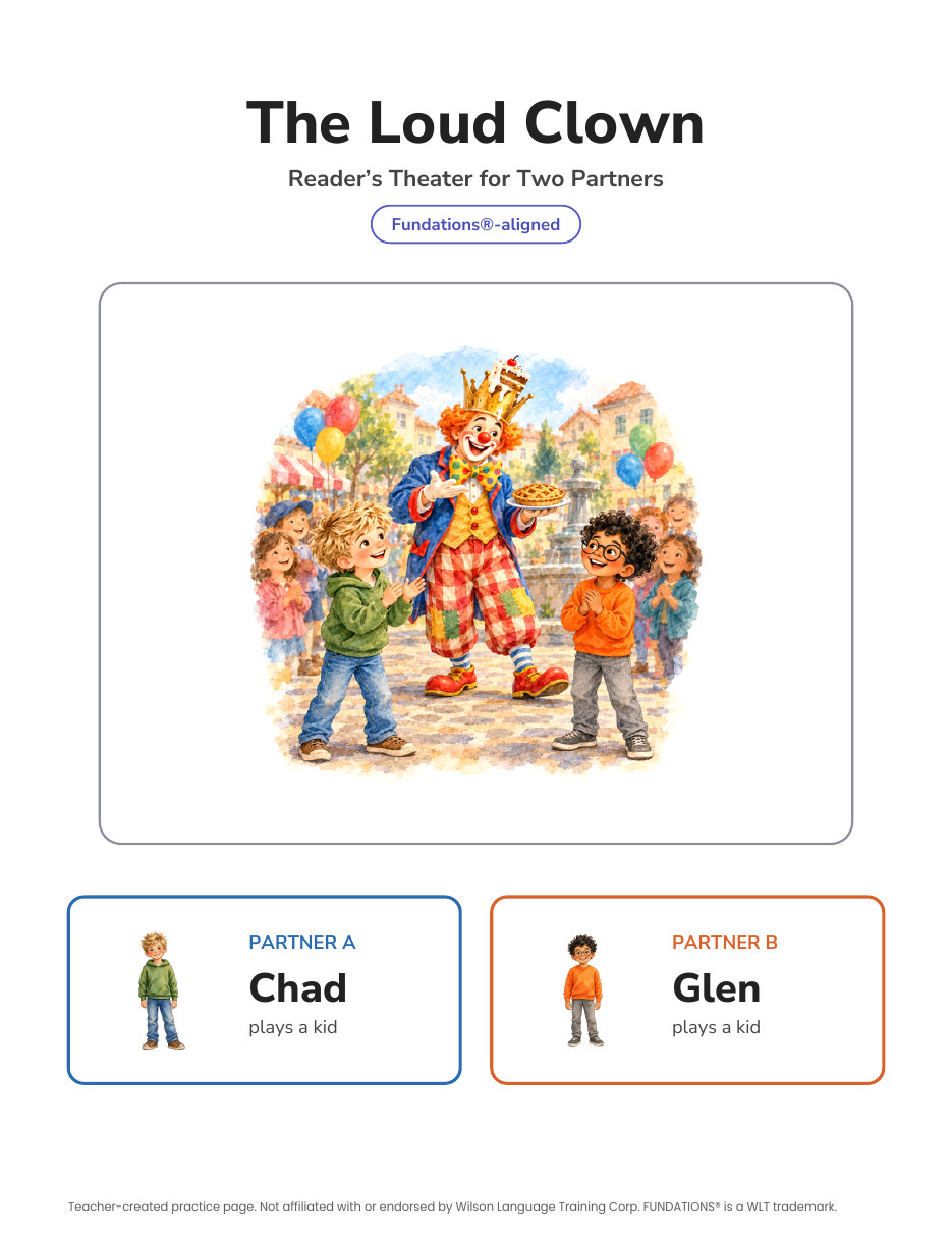 Preview page 1 of Fundations-Aligned Partner Reader's Theater · Level 2 Unit 14