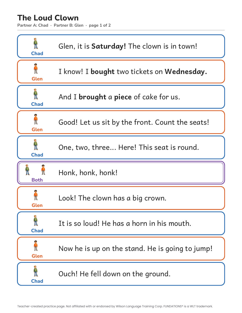 Preview page 2 of Fundations-Aligned Partner Reader's Theater · Level 2 Unit 14