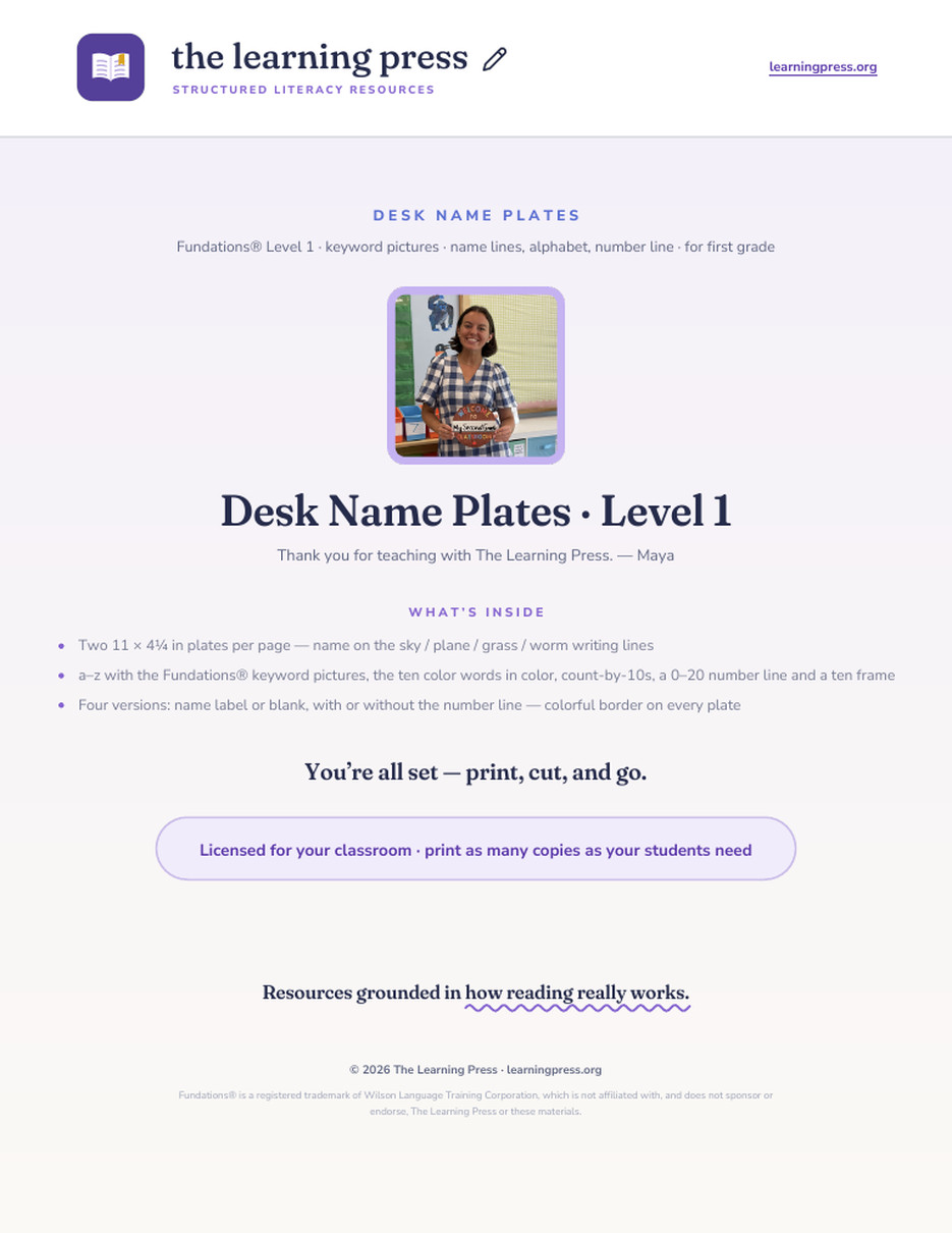 Preview page 1 of Desk Name Plates · Level 1