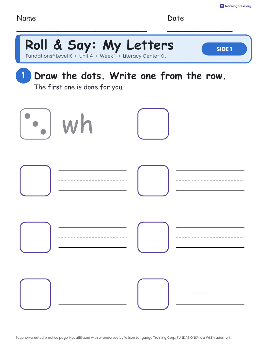 Preview page 1 of Fundations Level K Unit 4 Literacy Center Kits Bundle (4 Weeks)