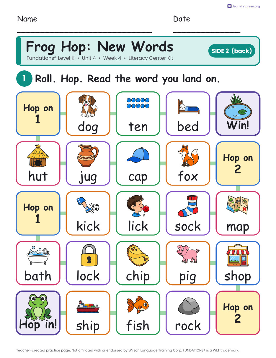 Preview page 4 of Fundations Level K Unit 4 Literacy Center Kits Bundle (4 Weeks)