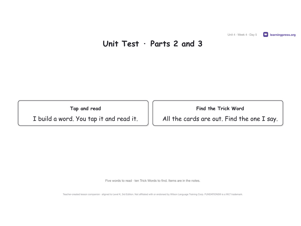 Preview page 4 of Fundations Level K Unit 4 Lesson Slides – 3rd Edition Aligned