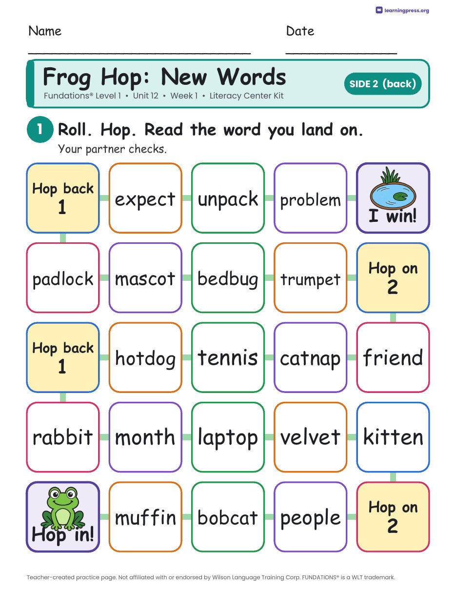 Preview page 4 of Fundations Level 1 Unit 12 Literacy Center Kits Bundle (3 Weeks)