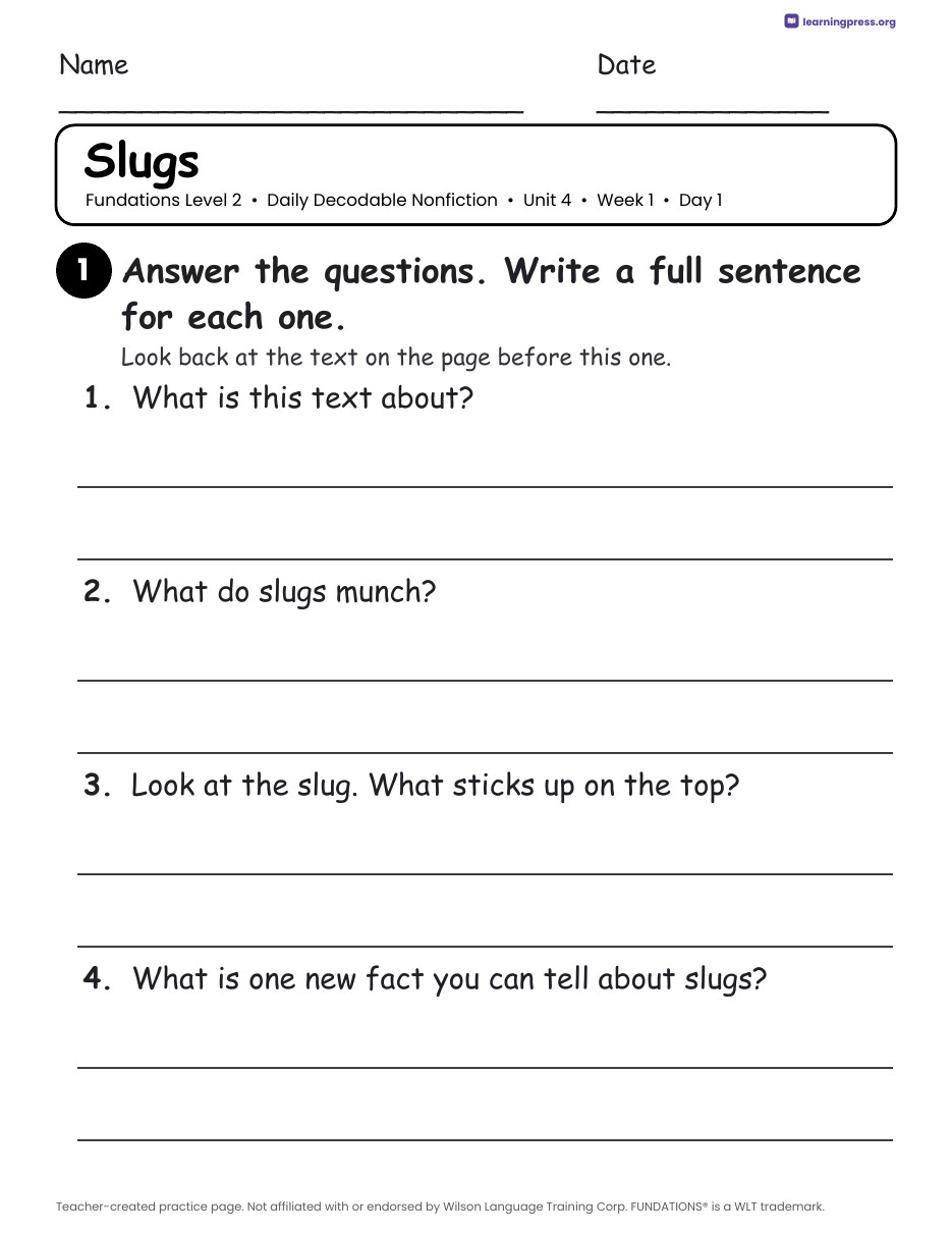 Preview page 2 of Fundations-Aligned Daily Decodable Nonfiction · Level 2 Unit 4
