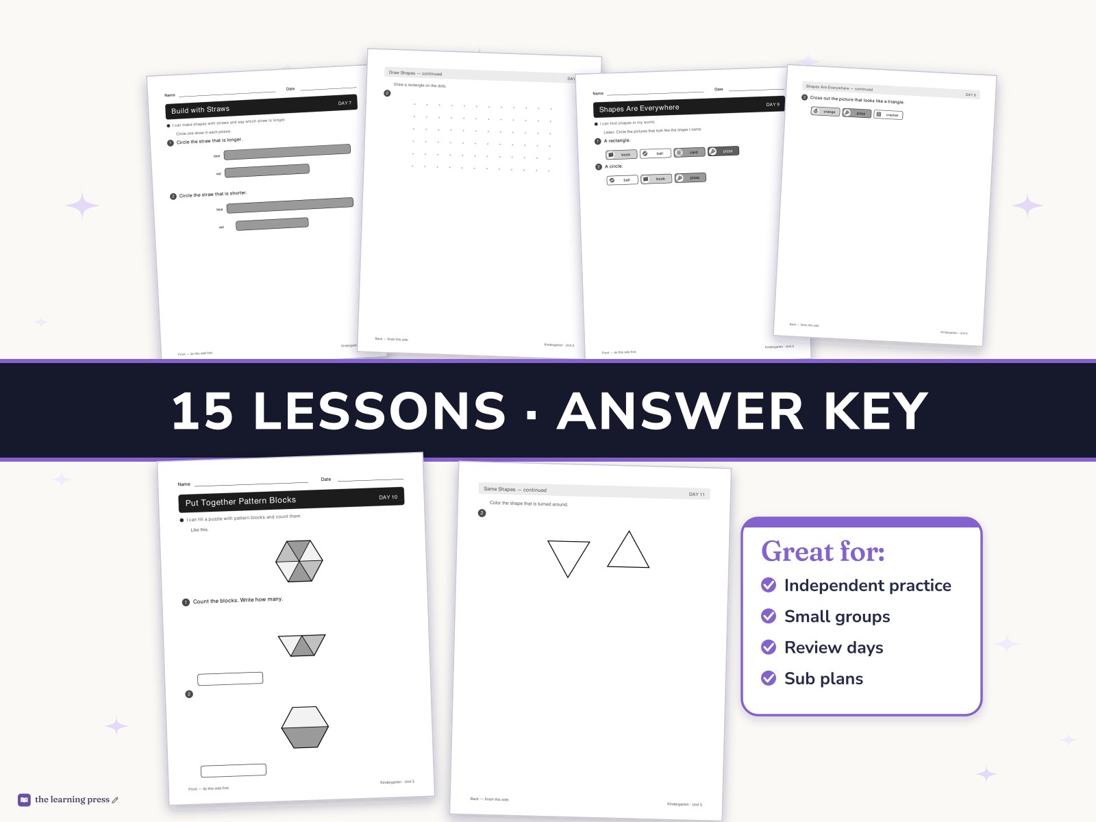 Preview page 3 of Illustrative Math (IM®) Aligned Kindergarten Unit 3 Worksheets: Flat Shapes All Around Us