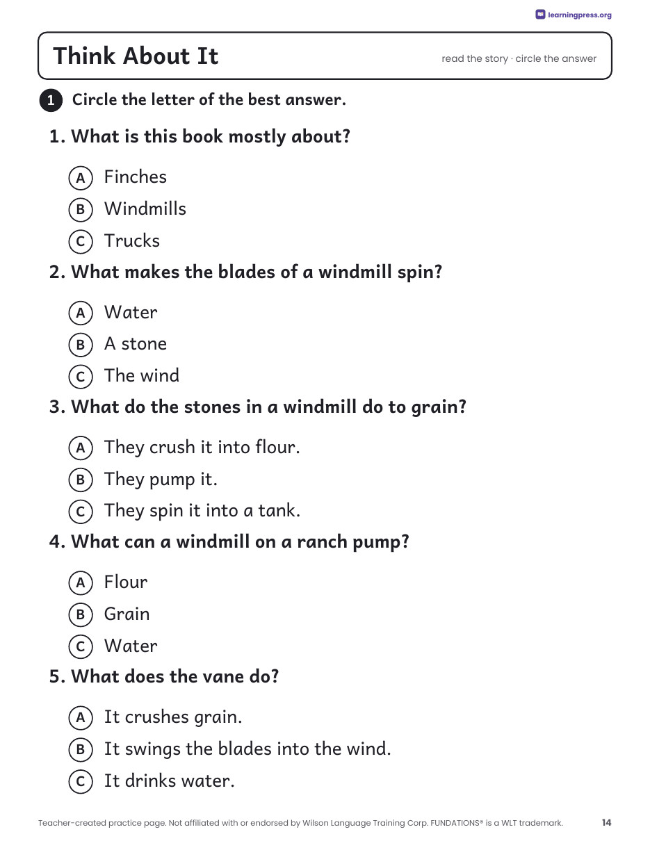 Preview page 3 of Fundations®-Aligned Decodable Nonfiction Book · Level 1 Unit 14: Windmills