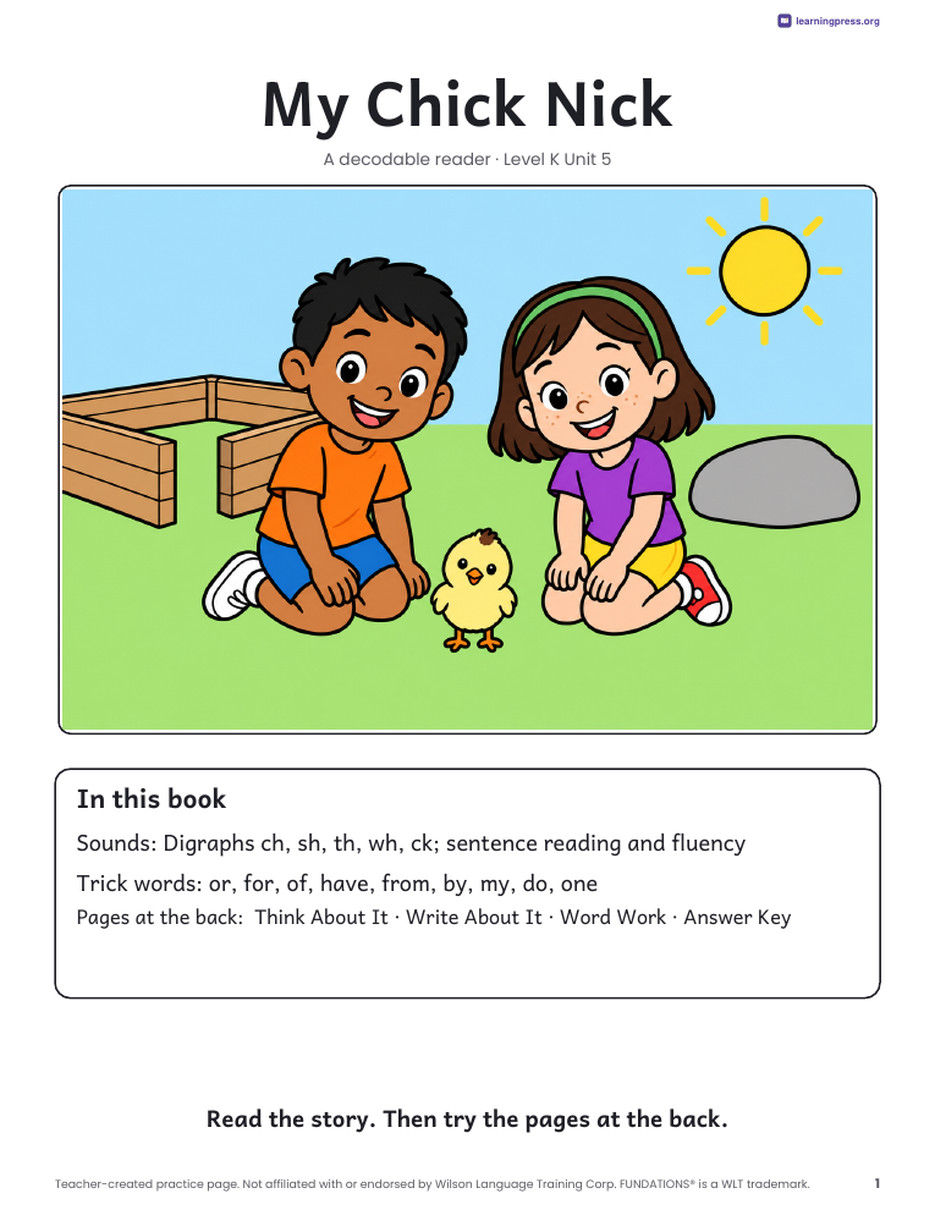 Preview page 2 of Fundations®-Aligned Decodable Reader · Level K Unit 5