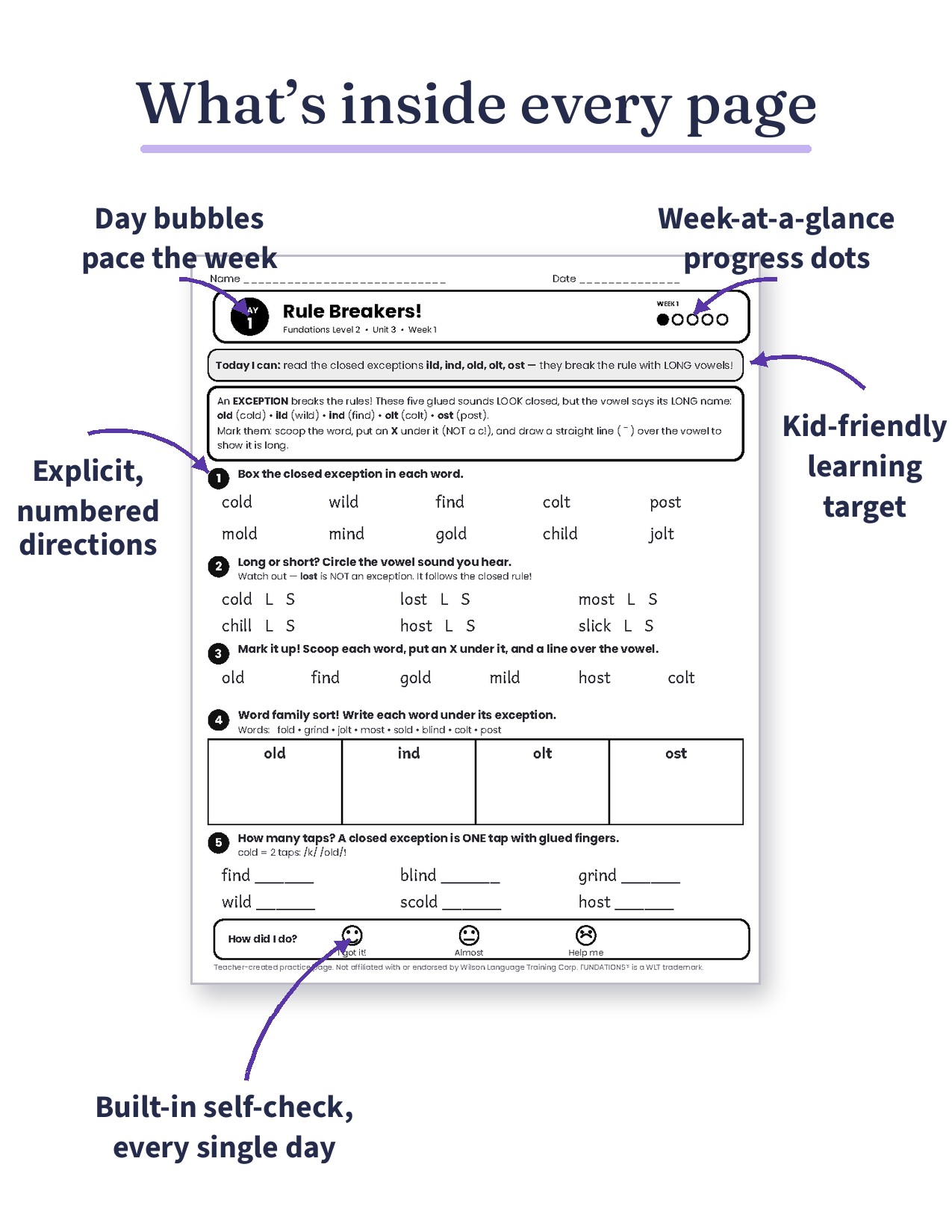 Preview page 1 of Fundations Level 2 Unit 8 Practice Pack