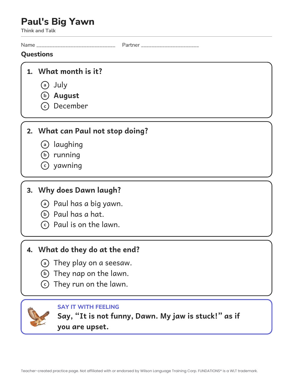 Preview page 3 of Fundations-Aligned Partner Reader's Theater · Level 2 Unit 16