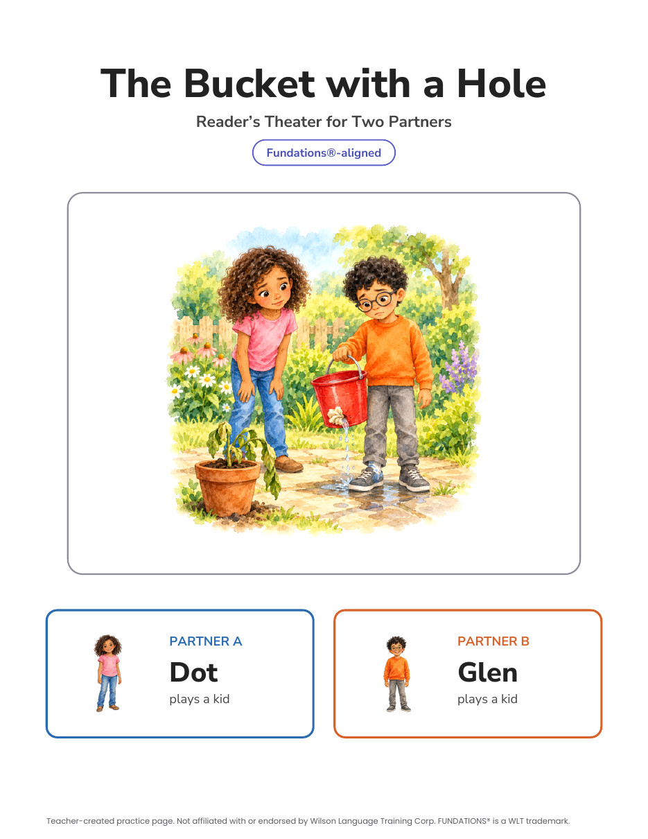 Preview page 1 of Fundations-Aligned Partner Reader's Theater · Level 1 Unit 14