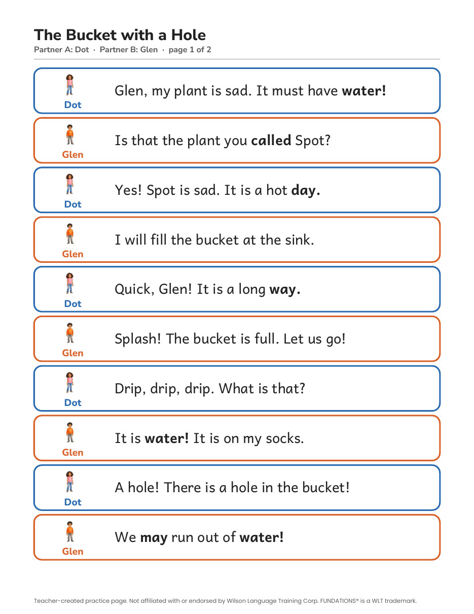 Preview page 2 of Fundations-Aligned Partner Reader's Theater · Level 1 Unit 14
