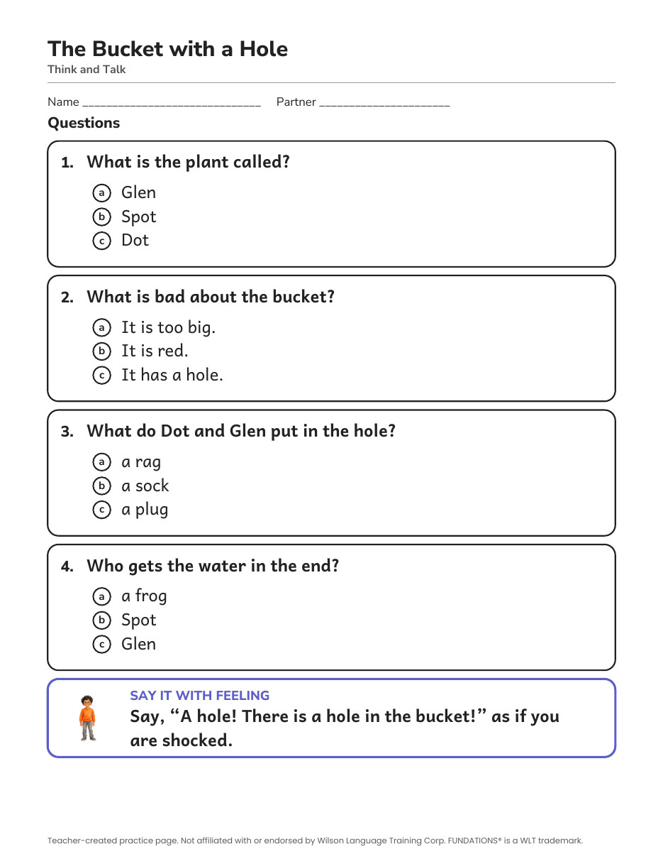 Preview page 3 of Fundations-Aligned Partner Reader's Theater · Level 1 Unit 14