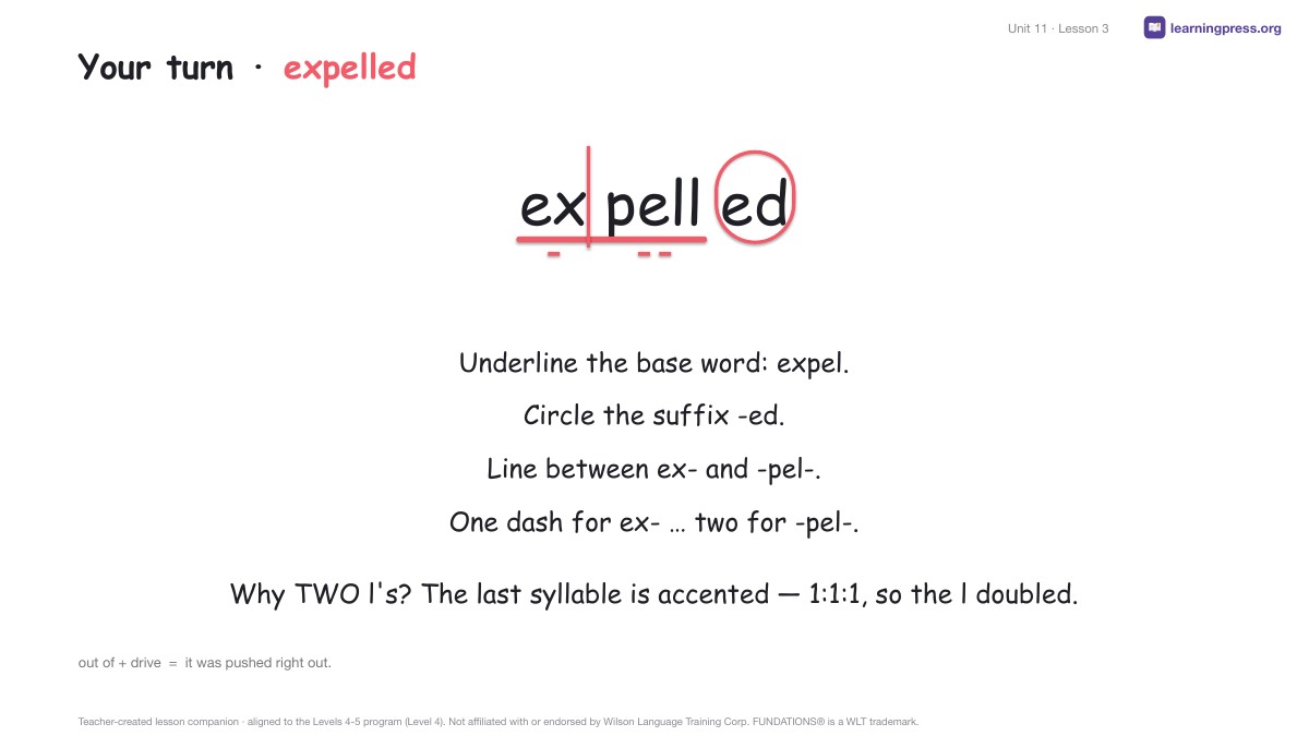 Preview page 2 of Fundations Level 4 Unit 11 Lesson Slides