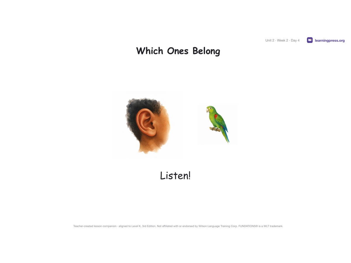 Preview page 2 of Fundations Level K Unit 2 Lesson Slides – 3rd Edition Aligned