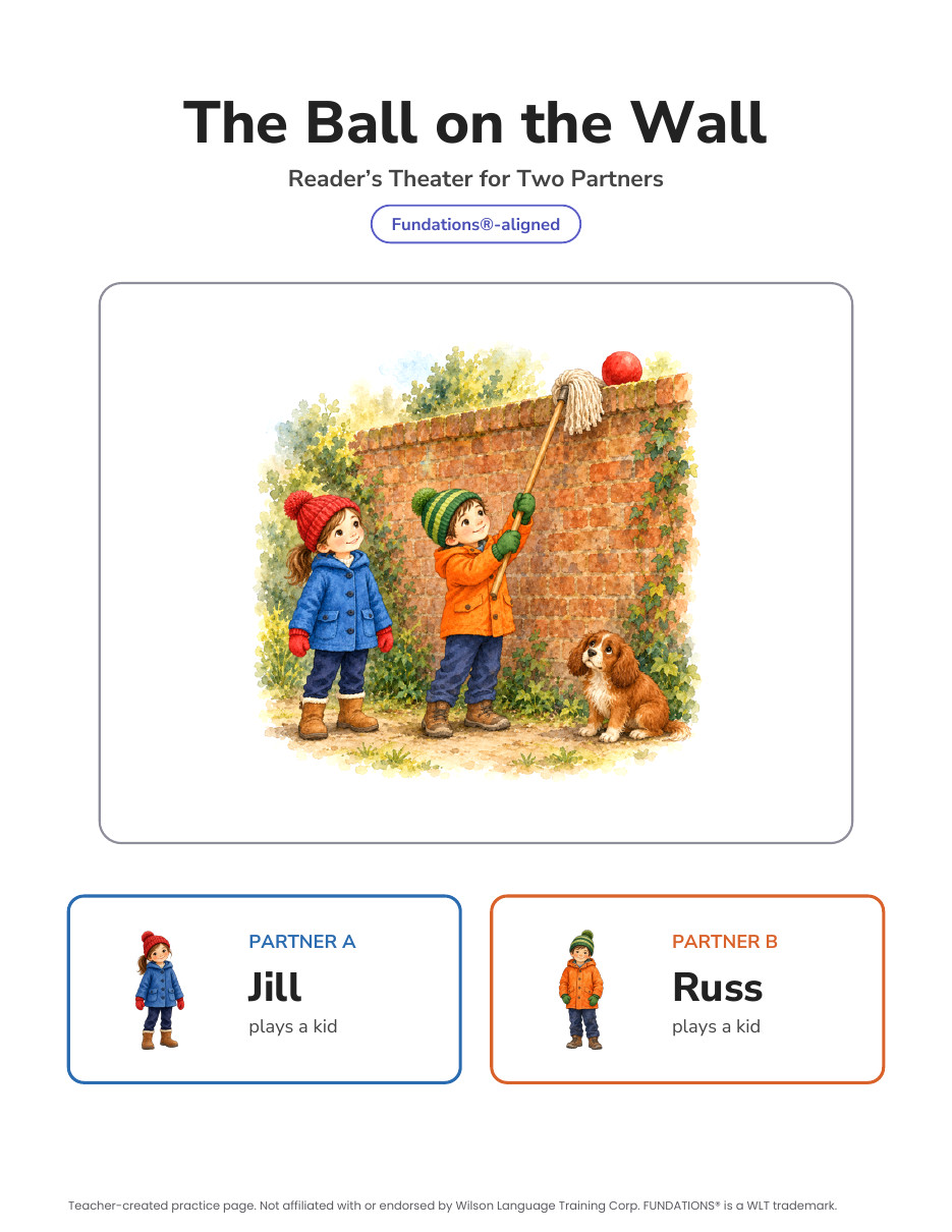 Preview page 1 of Fundations-Aligned Partner Reader's Theater · Level 1 Unit 4