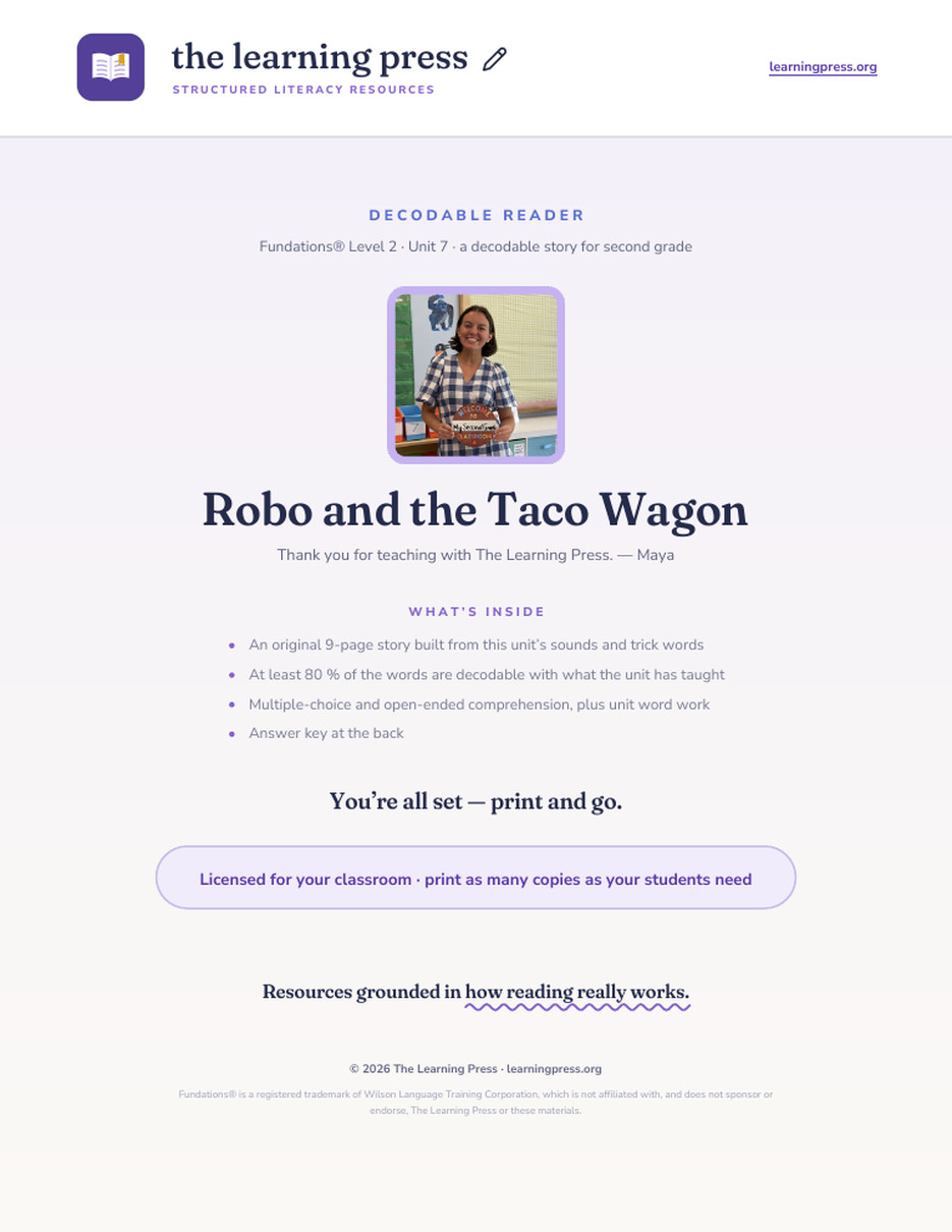 Preview page 1 of Fundations®-Aligned Decodable Reader · Level 2 Unit 7