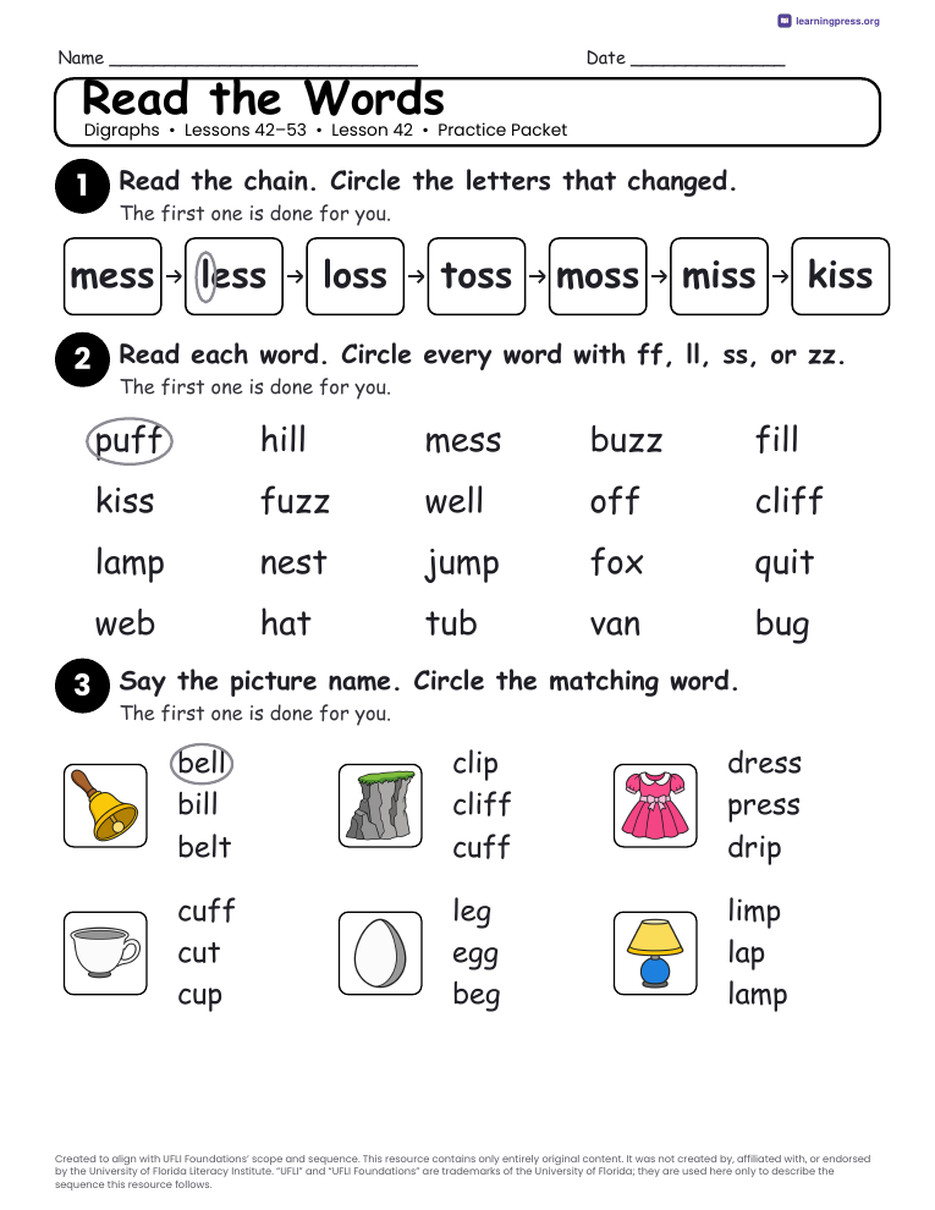 Preview page 2 of Digraphs Unit Bundle · Lessons 42–53