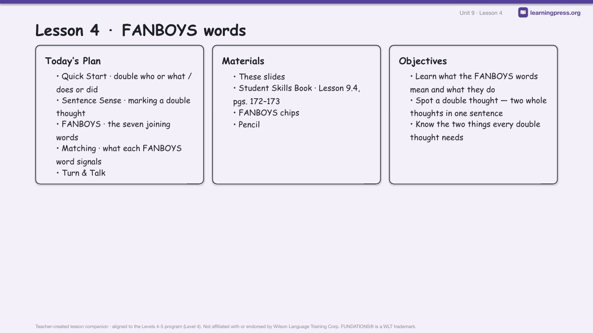 Preview page 2 of Fundations Level 4 Unit 9 Lesson Slides