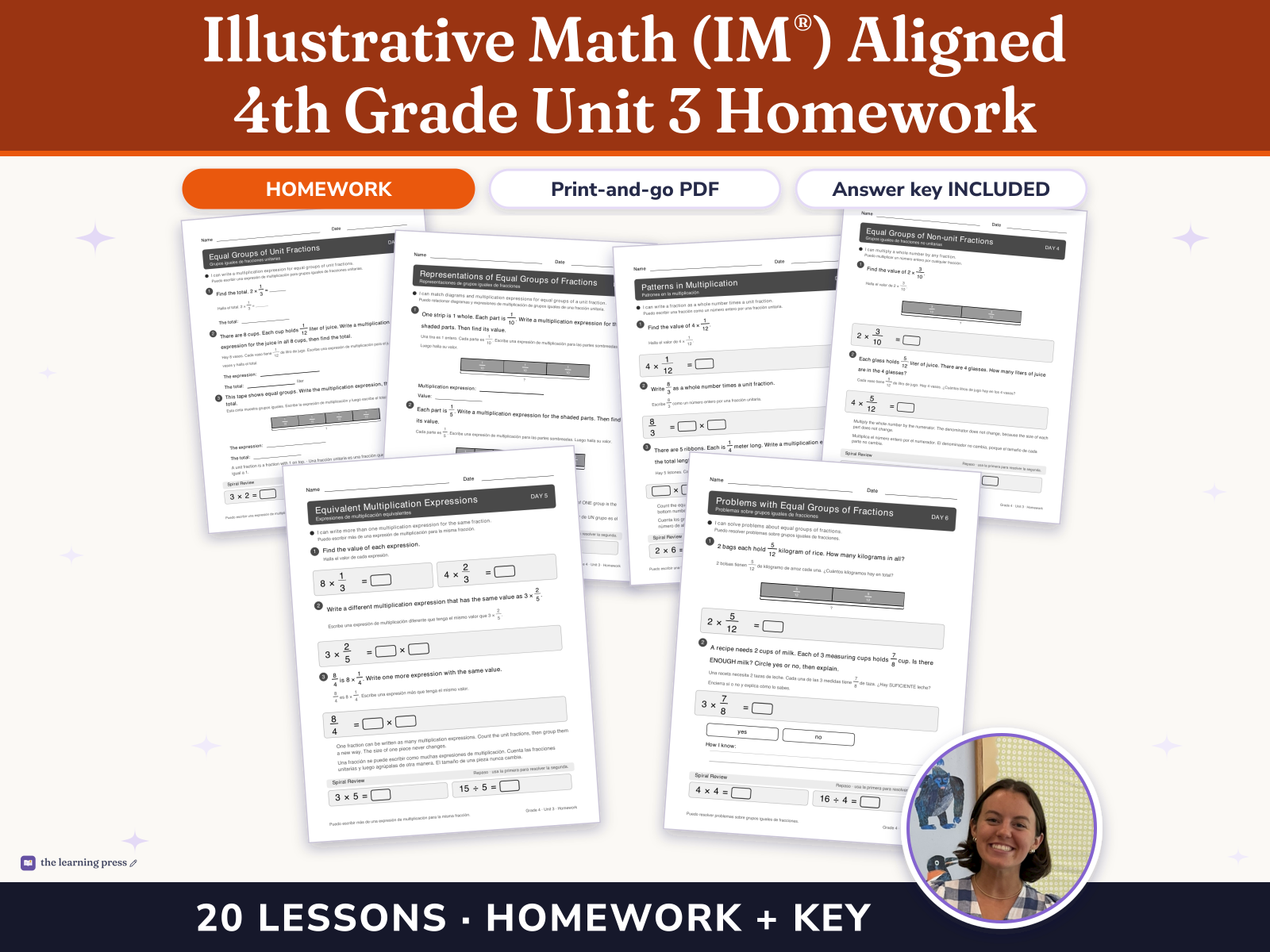 Preview page 1 of Illustrative Math (IM®) Aligned 4th Grade Unit 3 Homework: Extending Operations to Fractions