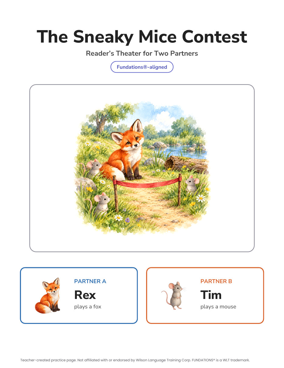 Preview page 1 of Fundations-Aligned Partner Reader's Theater · Level 3 Unit 2