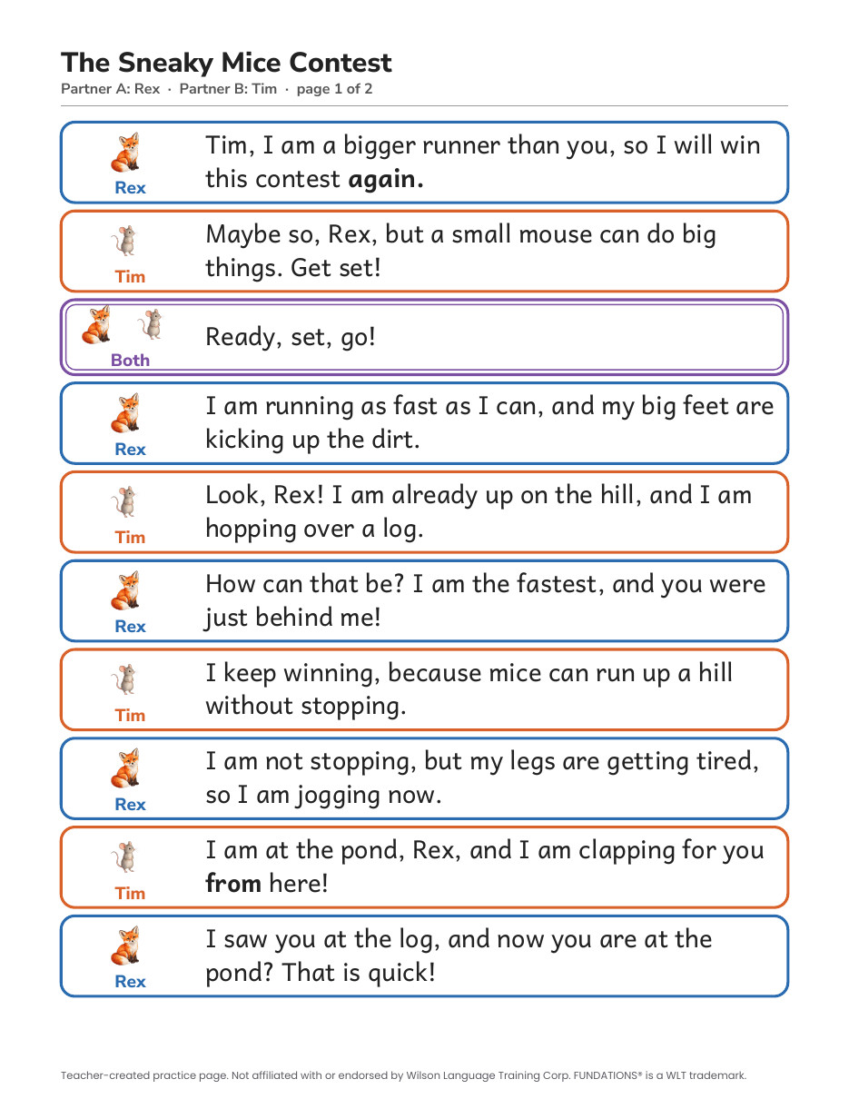 Preview page 2 of Fundations-Aligned Partner Reader's Theater · Level 3 Unit 2