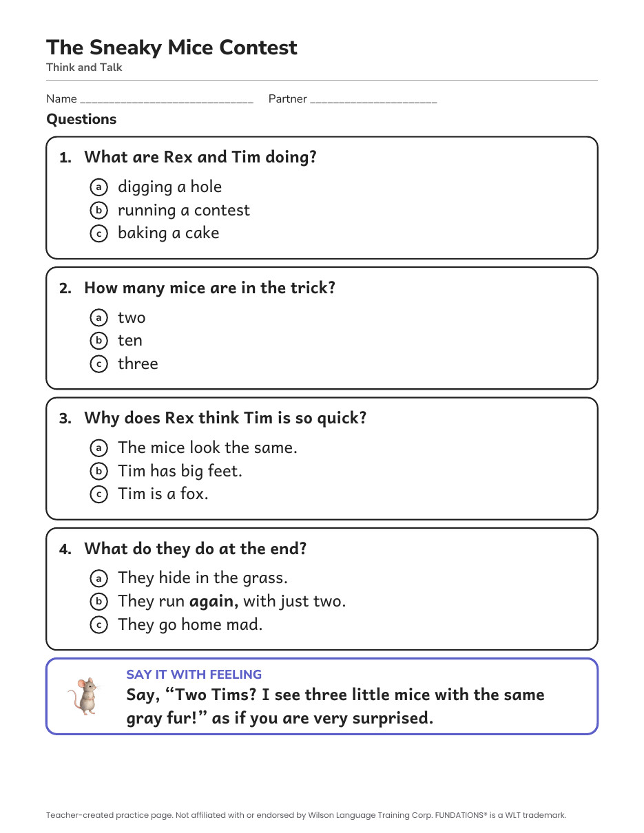 Preview page 3 of Fundations-Aligned Partner Reader's Theater · Level 3 Unit 2