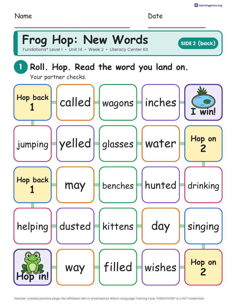Preview page 4 of Fundations Level 1 Unit 14 Literacy Center Kits Bundle (2 Weeks)