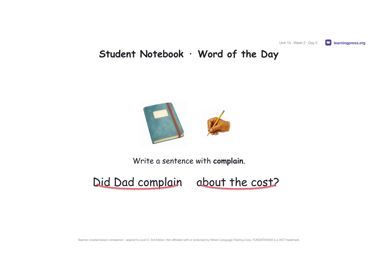 Preview page 3 of Fundations Level 2 Unit 10 Lesson Slides – 3rd Edition Aligned