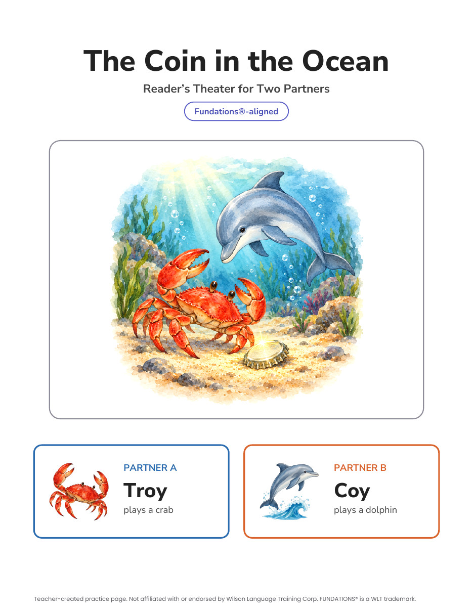 Preview page 4 of Fundations-Aligned Partner Reader's Theater · Level 2 Unit 12