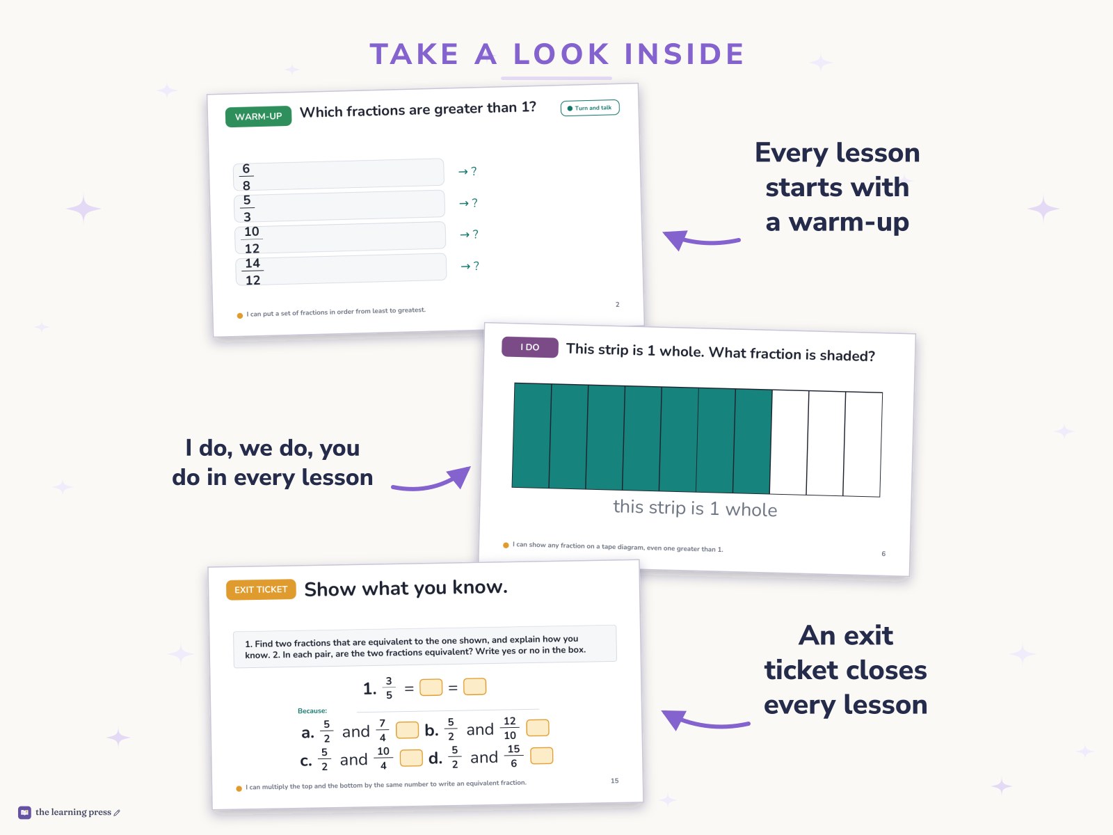 Preview page 2 of Illustrative Math (IM®) Aligned 4th Grade Unit 2 Slides: Fraction Equivalence and Comparison