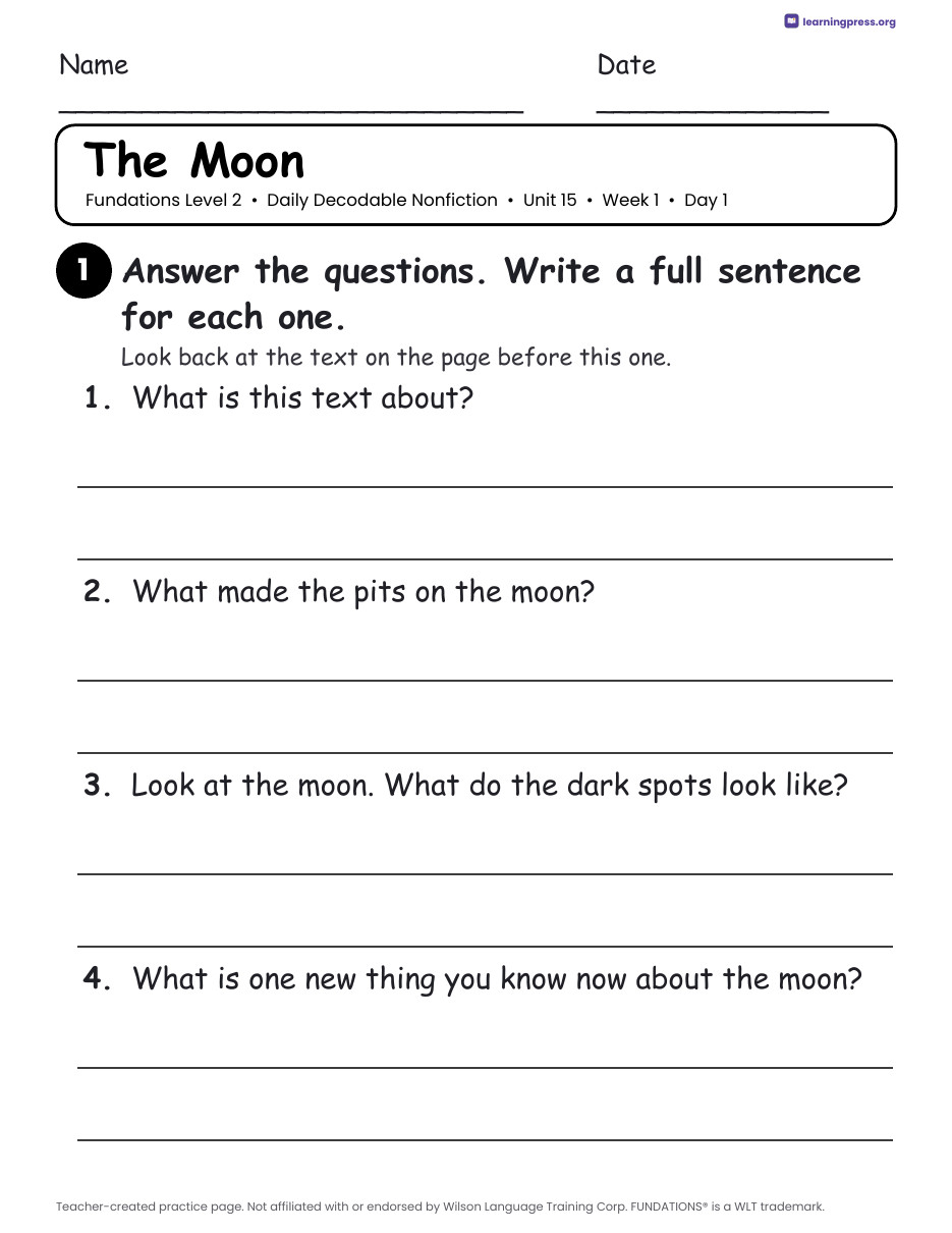 Preview page 2 of Fundations-Aligned Daily Decodable Nonfiction · Level 2 Unit 15