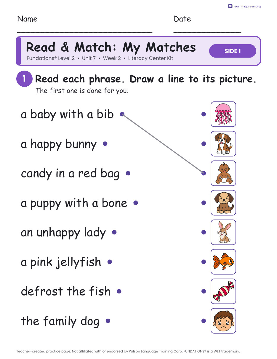 Preview page 3 of Fundations Level 2 Unit 7 Week 2 Literacy Center Kit