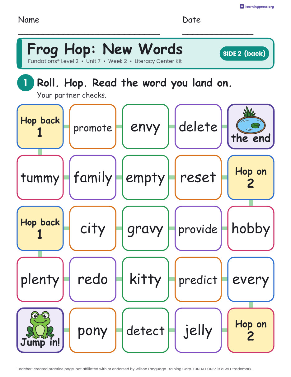 Preview page 4 of Fundations Level 2 Unit 7 Week 2 Literacy Center Kit