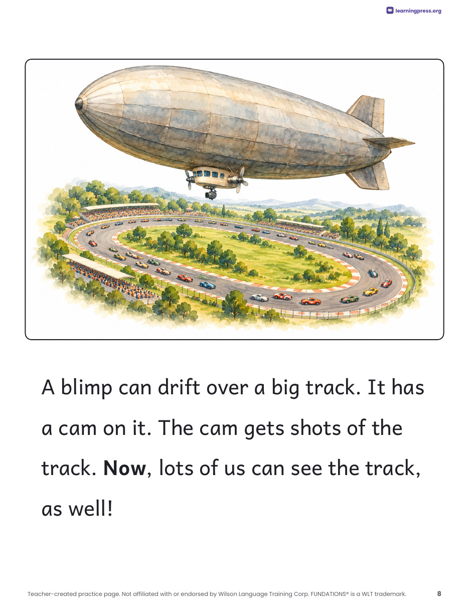 Preview page 2 of Fundations®-Aligned Decodable Nonfiction Book · Level 1 Unit 10: Blimps
