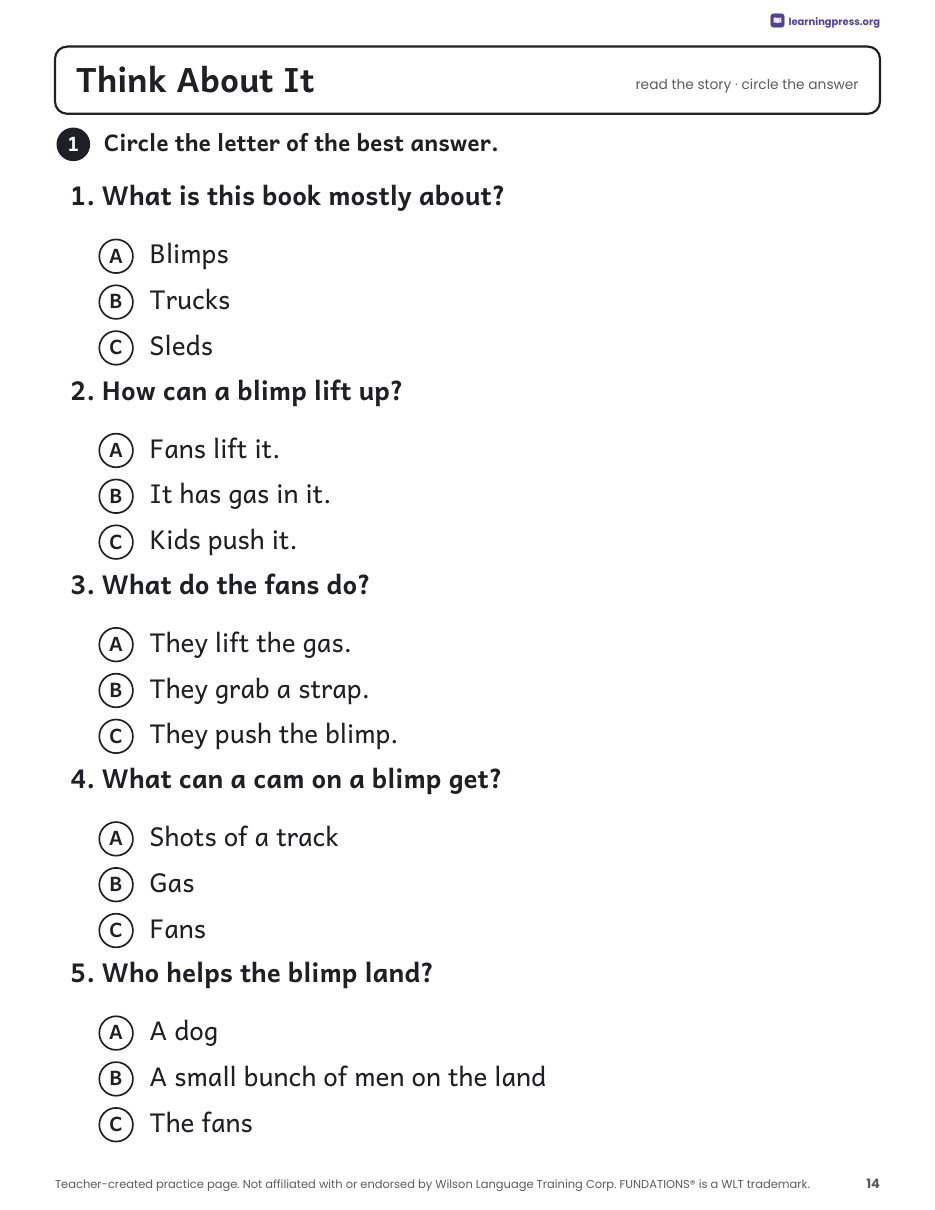 Preview page 3 of Fundations®-Aligned Decodable Nonfiction Book · Level 1 Unit 10: Blimps