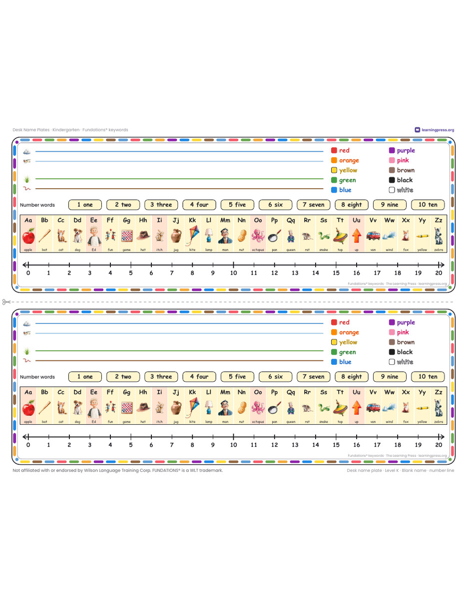 Preview page 3 of Desk Name Plates · Kindergarten