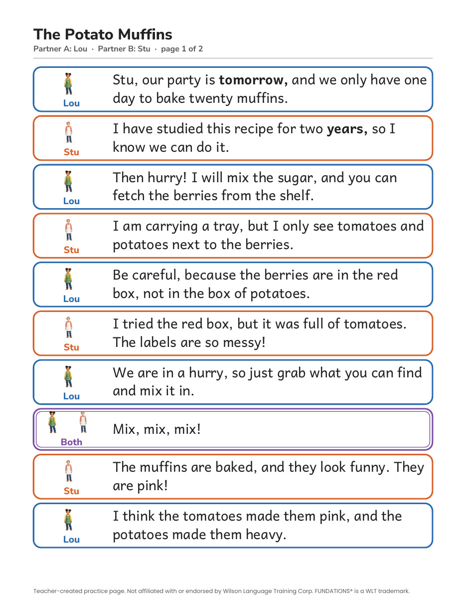 Preview page 2 of Fundations-Aligned Partner Reader's Theater · Level 3 Unit 7